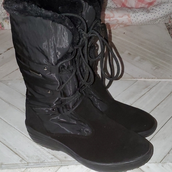 Pajar Size 40 Black Wedge Lace Up Boots - Picture 2 of 10